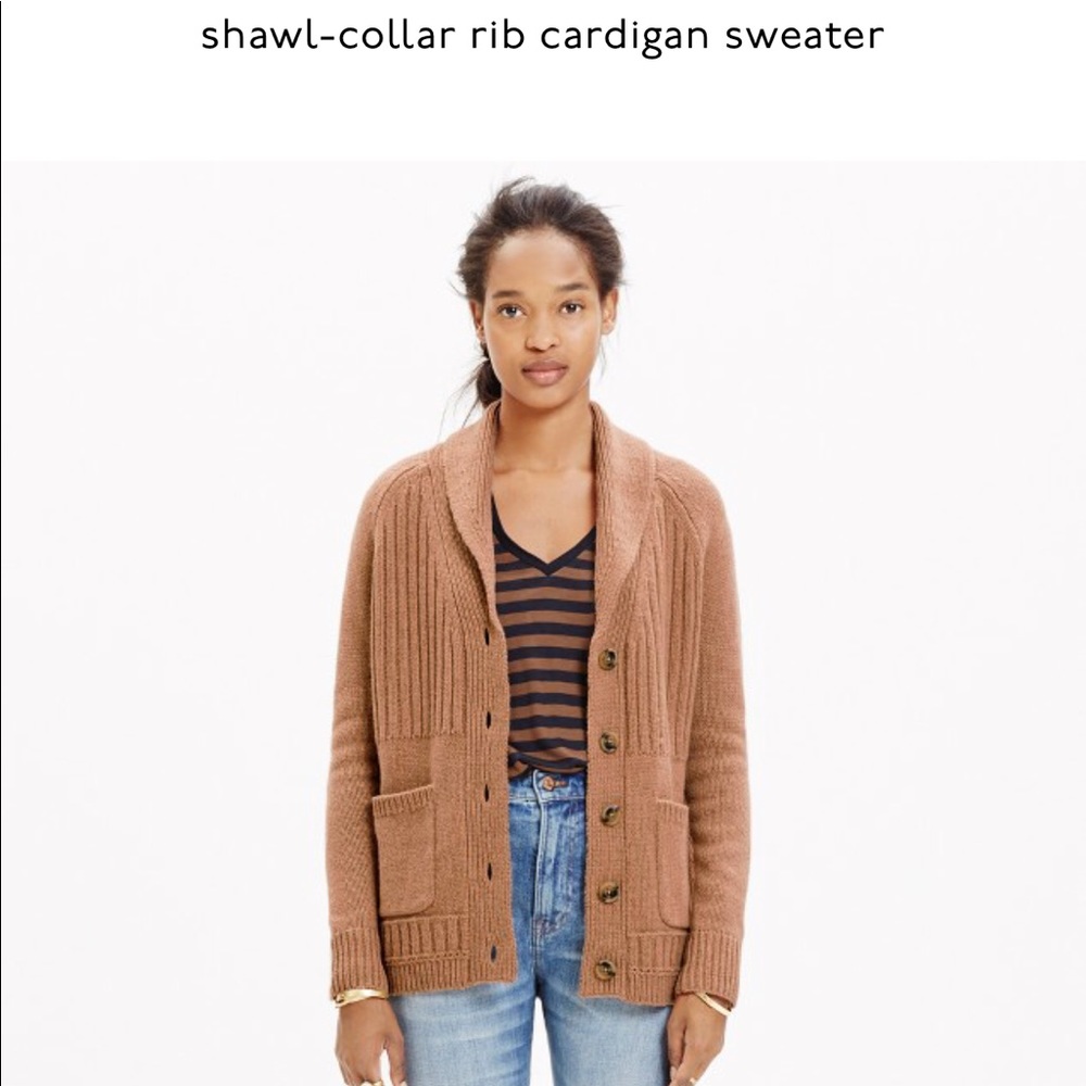 Shawl-Collar Rib Cardigan Sweater